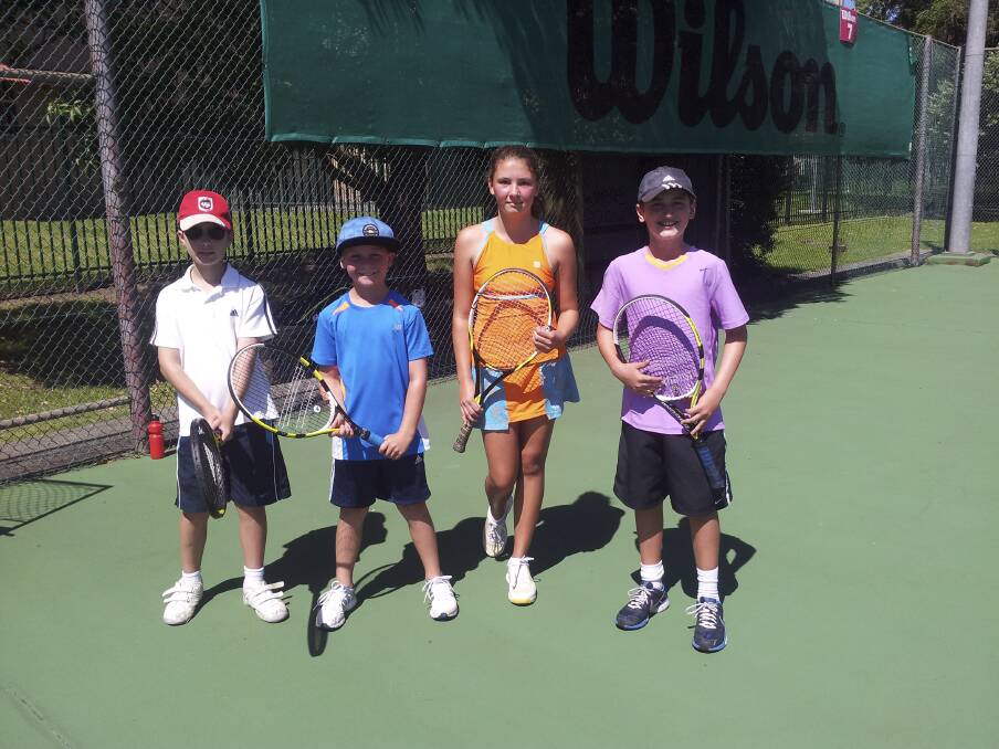  James Johnston, Liam Testa, Sarah Ljuboja and Reuben Livingston had a great time playing in the Saturday Morning Junior Tennis Championships.