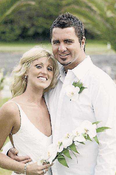 Darren Longbottom and wife Aimee. Aimee has flown to Singapore to be by his side.