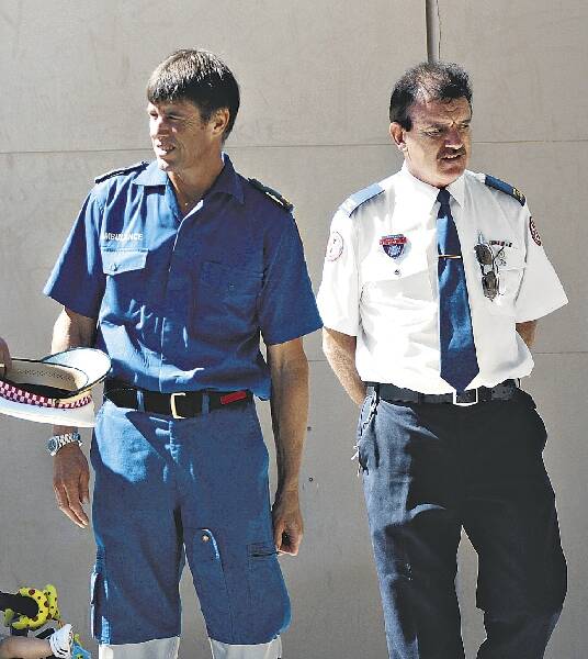 Officers Tony Ryan (left) and Geordie King leave Wollongong Local Court. Pictures: ADAM McLEAN