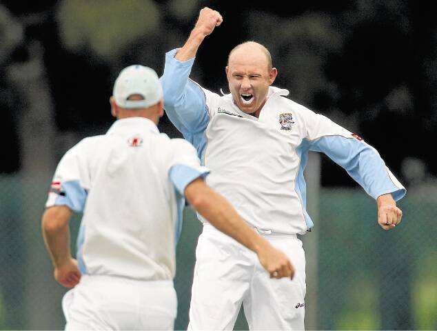 Darren O’Connell celebrates taking a crucial wicket against Kookas in the Rats’ first innings win at Oakleigh Park. Oak Flats face Lake Illawarra in this weekend’s semi-final. Picture: CHRISTOPHER CHAN