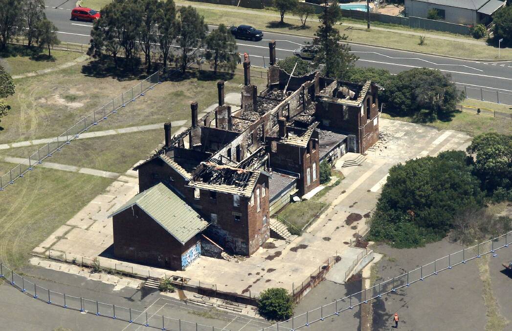 Gutted: The former Port Kembla Public School severely damaged in an overnight blaze earlier this month. Picture: ADAM McLEAN