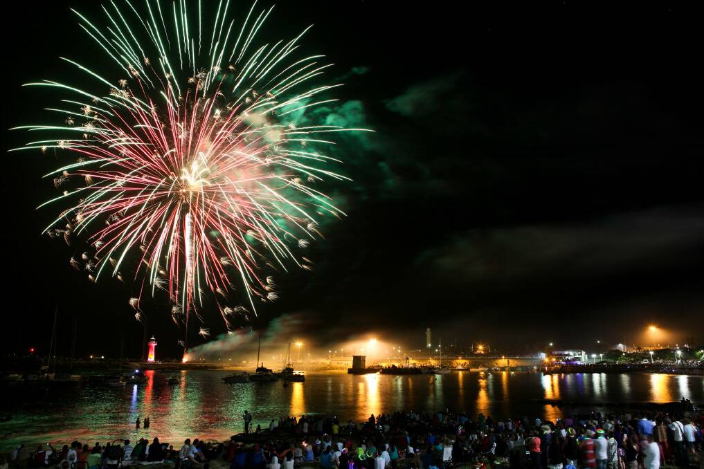 Fireworks entertain the crowd at Wollongong Harbour. Police were also delighted by the behaviour of most people on New Year's Eve. Picture: WARREN KEELAN PHOTOGRAPHY
