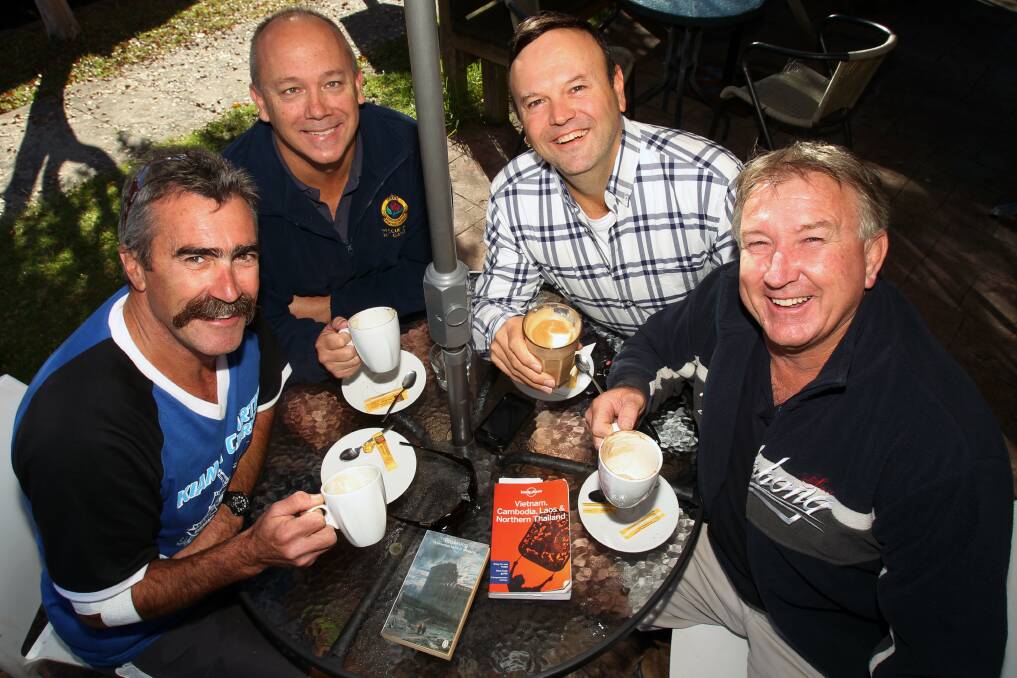 John Hawes, Kel Milne, John Klepczarek and Warwick Sporne make up the Table of Big Ideas at Oggi's Cafe in Jamberoo. Picture: GREG TOTMAN