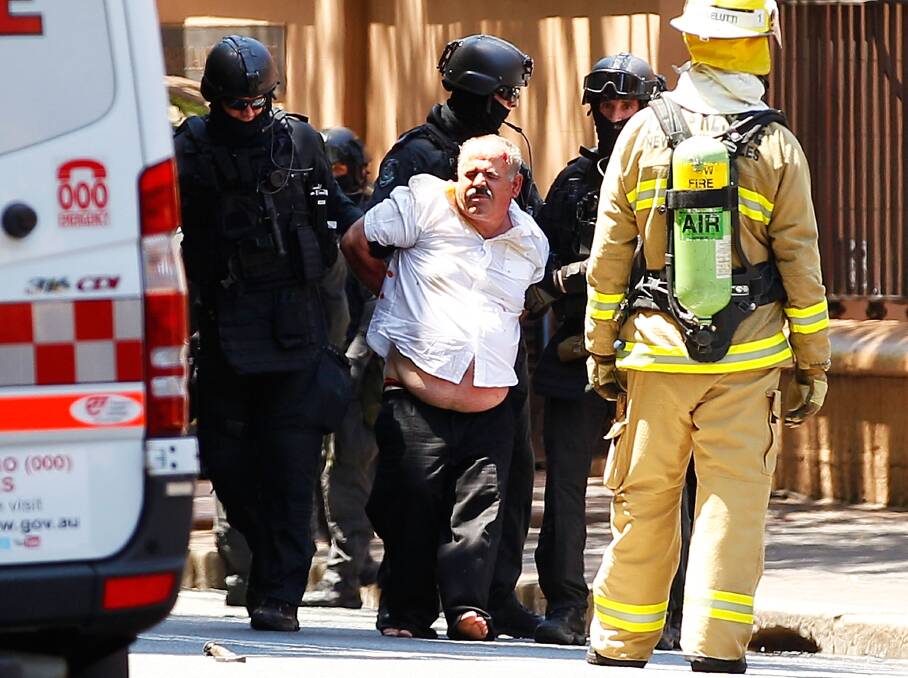 Abdula Ganiji is arrested  outside NSW Parliament House at Maquarie Street in Sydney last month. Picture: GETTY IMAGES