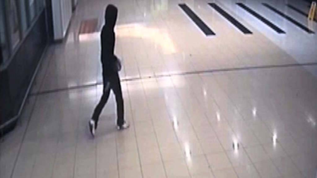 CCTV footage of hooded man in station Photo: NSW Police