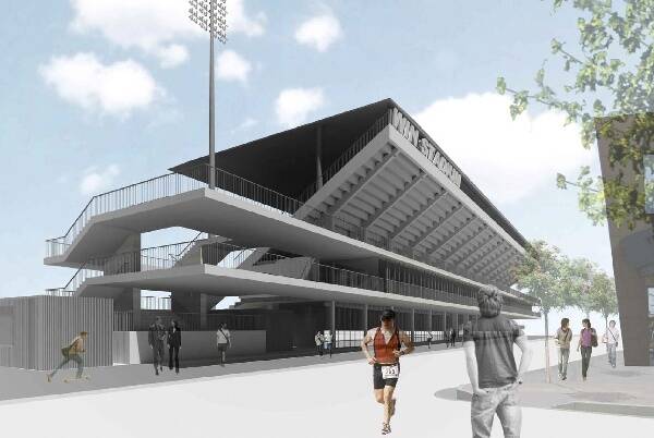 An artist's drawing of the planned $28.9 million western grandstand.