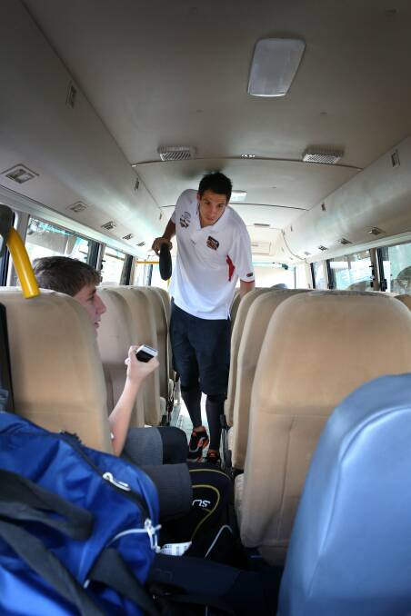 Hawks player Oscar Forman is all aboard for the trip. Picture: ADAM McLEAN