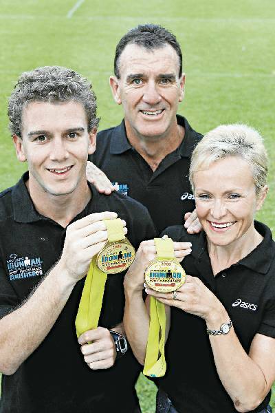 Mark Scott (left), Bob Scott and Carolyn Dews with the medals they claimed at the titles. Picture: WAYNE VENABLES