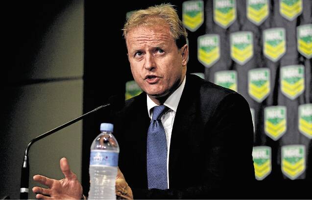 NRL CEO David Smith addresses the media yesterday regarding the Sharks appeal. Picture: EDWINA PICKLES