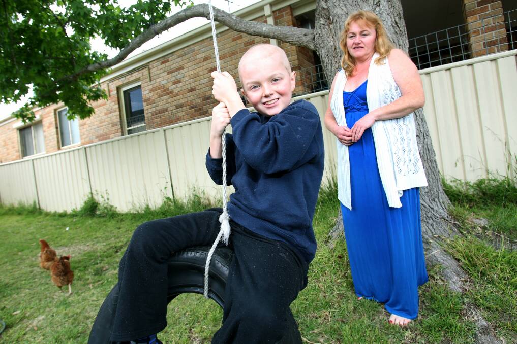 Di Young and her son Matthew, 9, who has a rare blood cancer.Picture: ADAM McLEAN