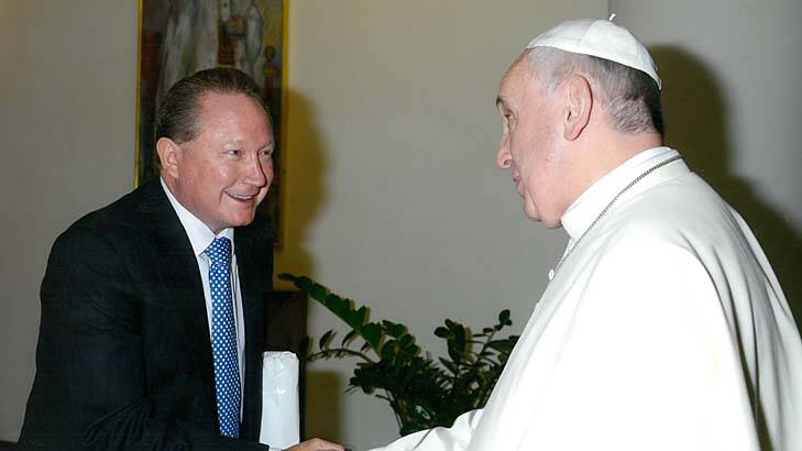 Like minds: Forrest meets an equally passionate Pope Francis. Photo: Supplied