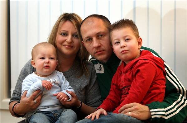 Strebre Delovski with his wife Silvana, and children Justin, 1, and Damien, 4. Picture: ORLANDO CHIODO