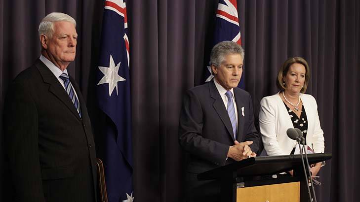 Defence Minister Stephen Smith, with Len Roberts-Smith QC and Elizabeth Broderick, has announced a taskforce to investigate abuse claims within the ADF.