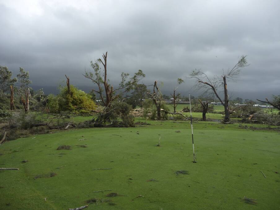 The Jamberoo Golf Course’s 12th hole shows what the storm did to some natural vegetation. Picture: SUE PAUL