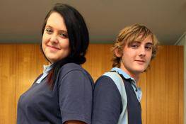  Year 12 student Aleesha Poidevin and Year 11 student Harrison Webb are pleased with the response to the anti-bullying video they helped create. Picture: ROBERT PEET