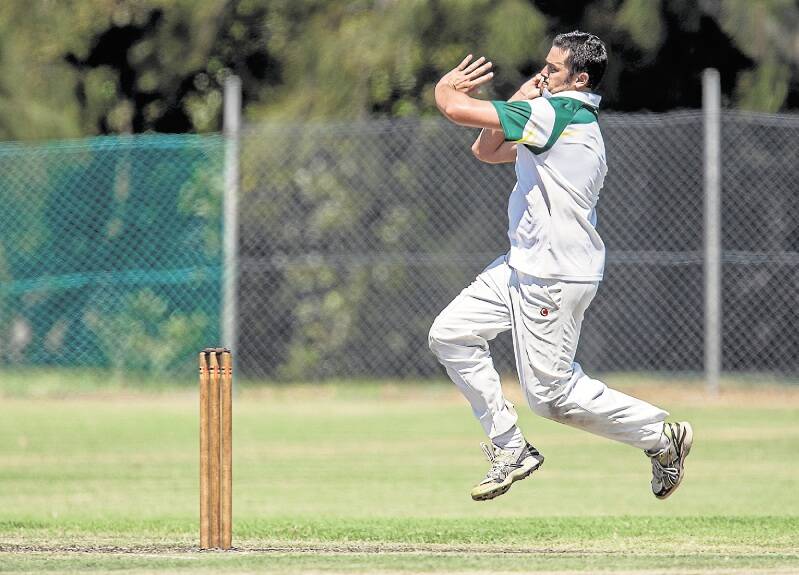 Albion Park's Rob Monaghan during his four-wicket haul in the win over Kookas in round 12. Albion Park are away to Oak Flats this afternoon. Picture: DYLAN ROBINSON