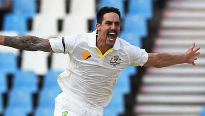 Australia's bowler Mitchell Johnson reacts after dismissing South Africa's batsman Faf du Plessis. Photo: AP Photo