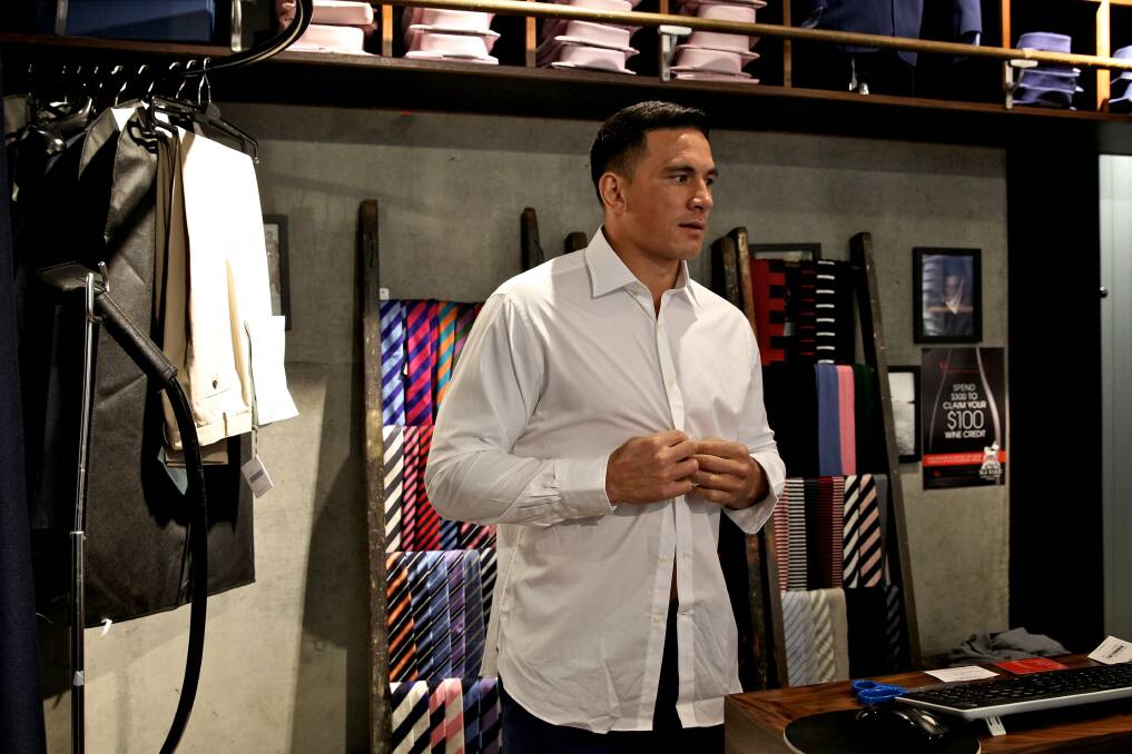 Sonny Bill Williams gets ready for his press conference to announce his deal with the Roosters. Picture: BRENDAN ESPOSITO