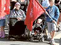 Hundreds walk through Wollongong on Saturday for the 100th South Coast May Day march. Pictures: ANDY ZAKELI