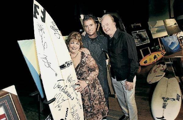 Darren Longbottom's mum Pam, with brother Dylan and Darren's dad Ross at the fundraiser last night to help Darren's recovery from a broken neck. Pictures: ORLANDO CHIODO Surf lover: Darren Longbottom travelled the world for a