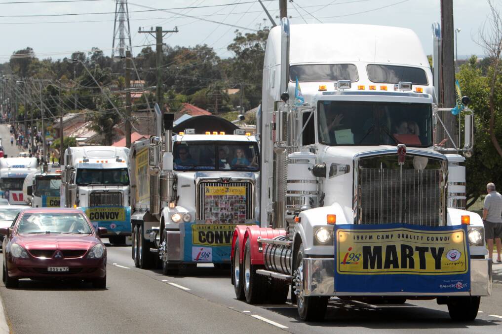 Marty Haynes drives a truck in this year’s record-breaking Camp Quality Convoy.