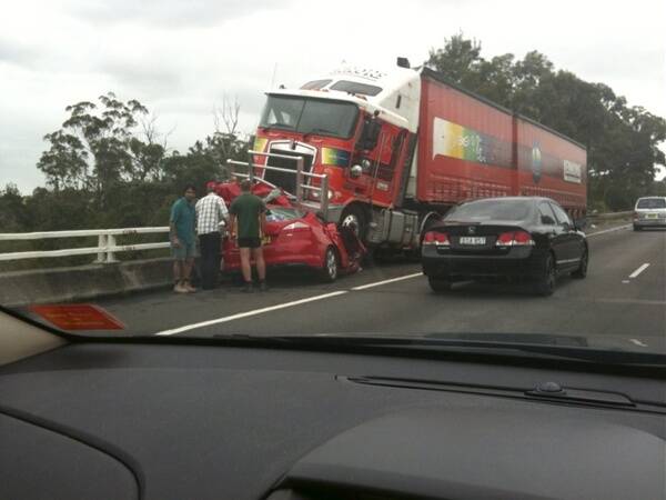 The horrifying scene at Menangle after a truck crossed to the wrong side of the Hume Hwy.