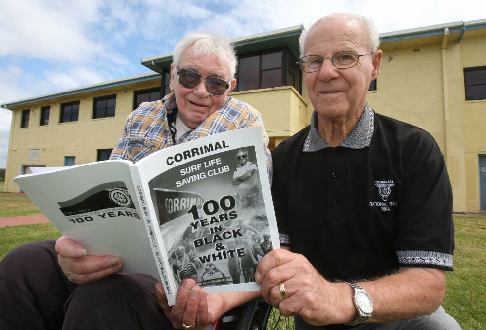 George Critche with fellow Corrimal Surf Life Saving Club life member Ron Bradley.