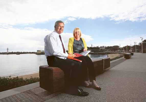 Lands Minister Tony Kelly and MP Noreen Hay at Wollongong Harbour, where five sites have been identified for an overhaul. Picture: ROBERT PEET