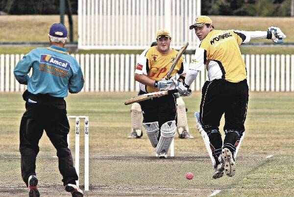 Helenburgh batsman Sam Northridge smashes a four during his side's win over Corrimal at Dalton Park. Picture: DAVE TEASE