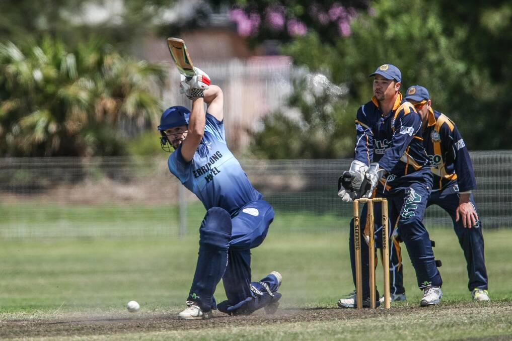 Gerringong-Jamberoo's Callum Houghton-Smith drives against Lake Illawarra in round eight. Gerringong-Jamberoo host Albion Park today at Gerry Emery Oval. Picture: DYLAN ROBINSON