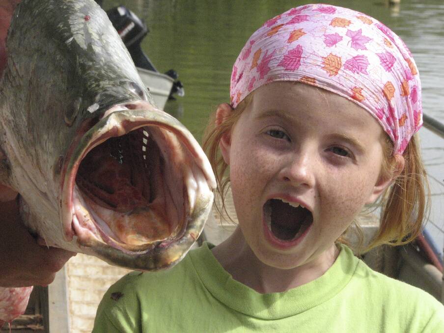 Fighter: Windang's Hailey Ryan, 9, with the 1.18-metre barramundi she caught.