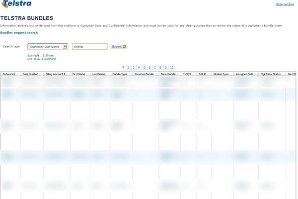 A screenshot of the Telstra system, which as of 4.20PM Friday was accessible to the Mercury.
