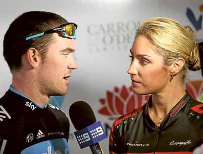 Rochelle Gilmore interviews Chris Sutton at the launch of the international grand prix series. Picture: JOHN VEAGE