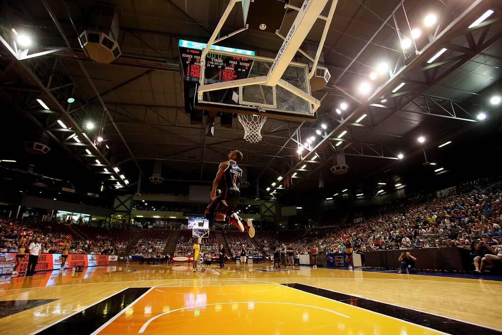 Hawks guard Lance Hurdle attempts a shot in the Slam Dunk competition. Picture: GETTY IMAGES