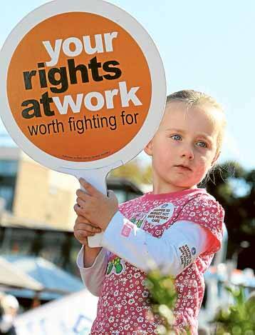 Charlotte Richards, 3, of Lake Illawarra, was marching through the Wollongong CBD on Saturday to represent future generations of the workforce.