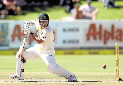 David Warner at the crease in the Third Test against the Proteas. Picture: REUTERS
