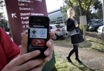 A new smartphone app at the University of Wollongong will ensure a faster response from security. Photo: ANDY ZAKELI