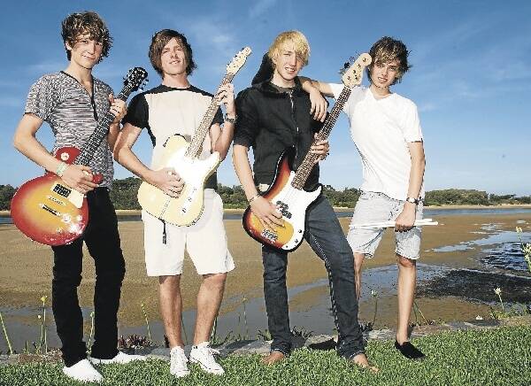 Keyed up: The Polaroid People, comprising 15-year-olds Matt Lewis (left), Joe Knott, Ryan Mullaney and Jordan Dunster, are one of the wild card entries in tonight's Mercury BlueScope Band Comp. A $5000 recording package and $5000 cash are up for grabs. Picture: GREG TOTMAN