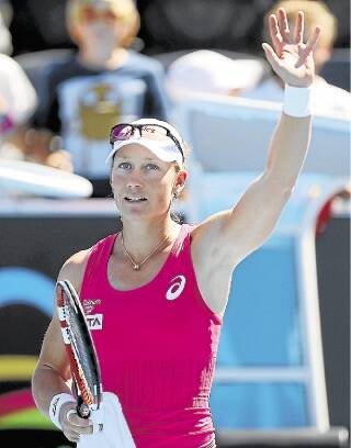 Finding form: Sam Stosur acknowledges the crowd in Hobart yesterday. Picture: GETTY IMAGES