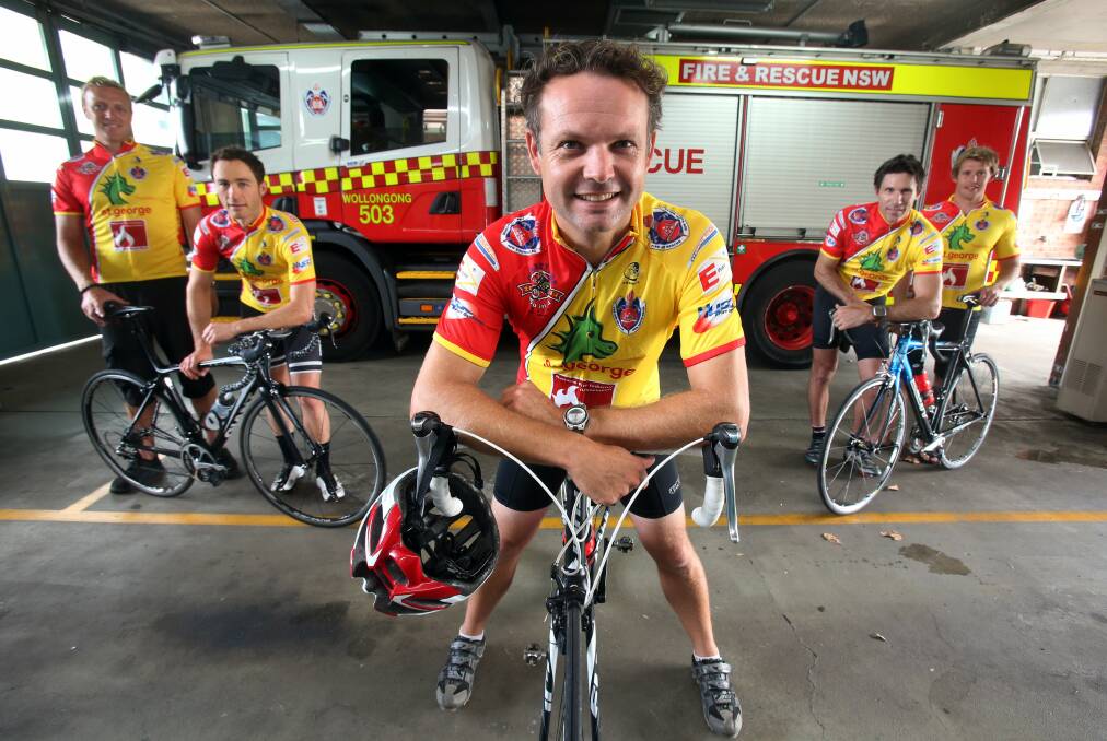 About 25 firefighters, including Illawarra's Troy Ingle, will ride 400 kilometres from Wagga Wagga to Sydney. Picture: ROBERT PEET
