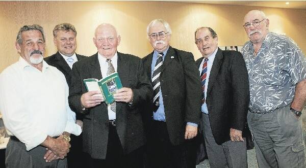 Ron Costello (left), David Hiscox, man-of-the-moment Peter Dimond, Paul Dillon, David Bolton and Cliff Watson at the launch of Dimond's book, Playing With Legends. Picture: ANDY ZAKELI