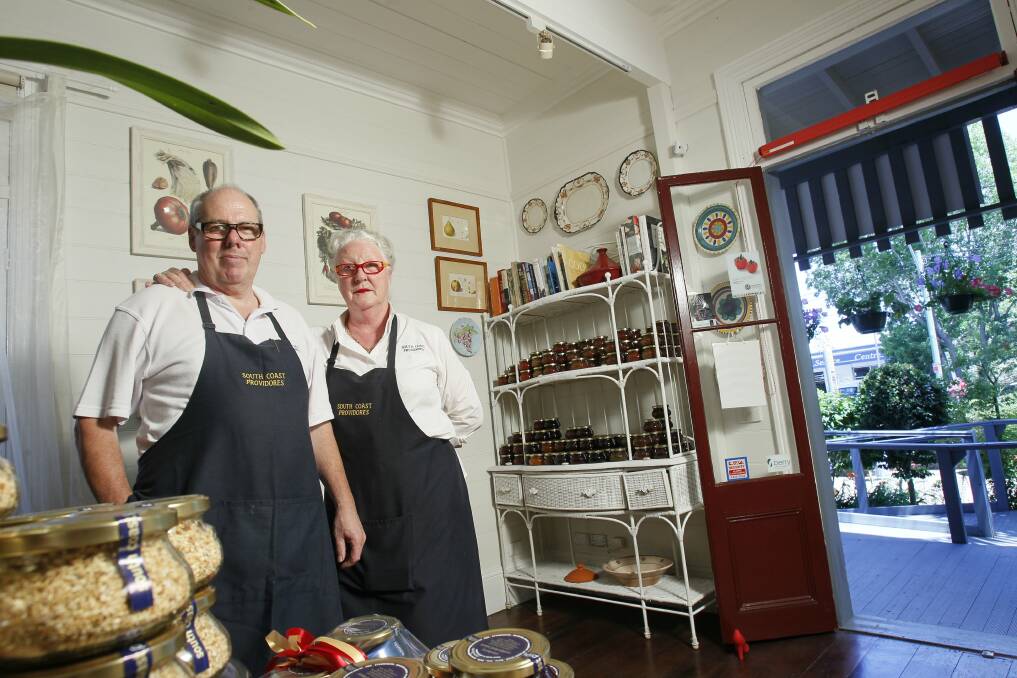 Ian Gray and Carole Ruta in their providore shop. Picture: DAVE TEASE