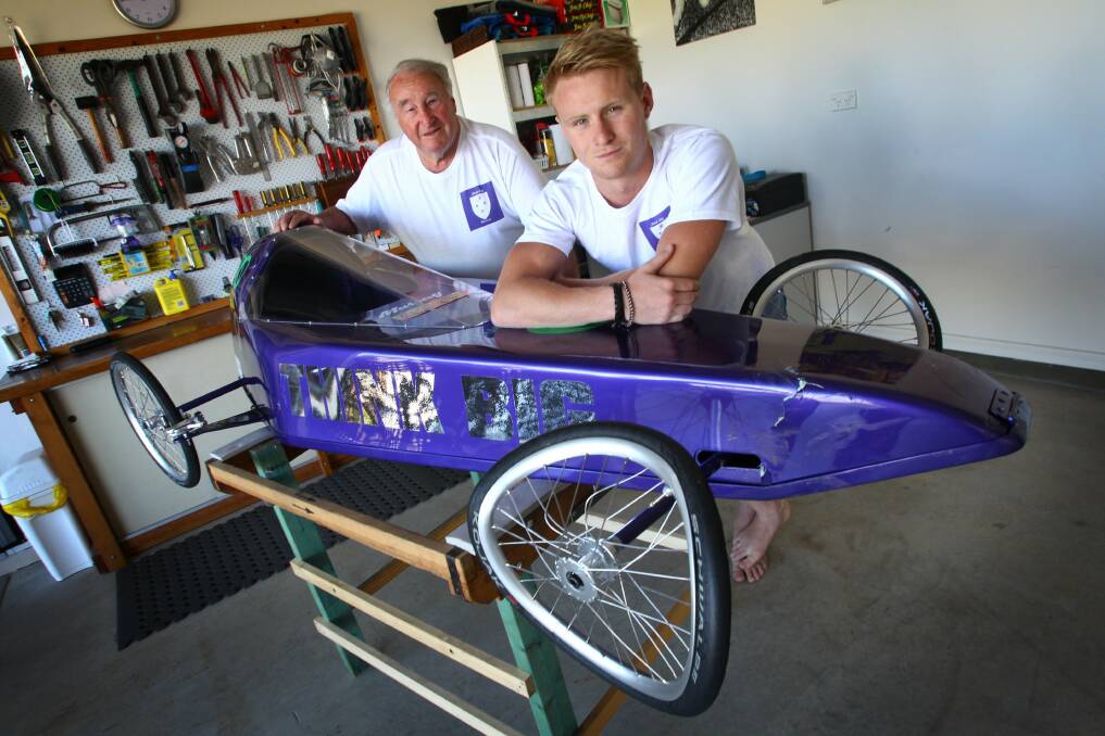 Think Big, driven by Reece Murray, hits  a seagull at the Port Kembla Billycart Derby on Saturday.