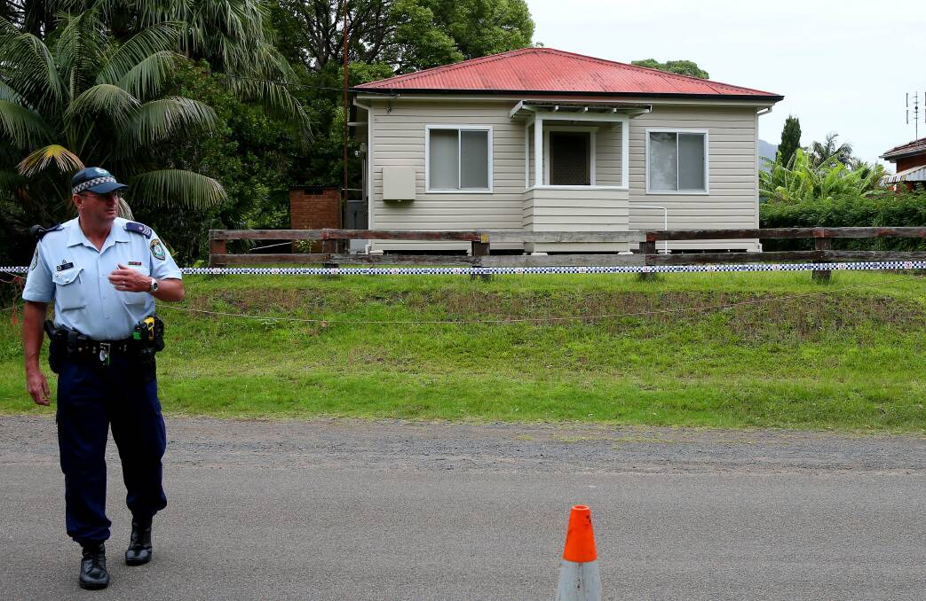 Sergeant Bob Minns on the Bulli street where a woman's body was found on Friday morning. Picture KIRK GILMOUR