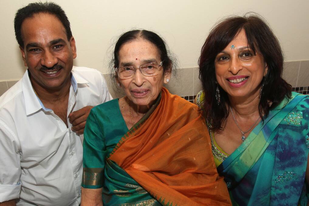 Pal Singh, Leela Tambe and Rita Thakur at Manjit's Indian Restaurant in Corrimal.