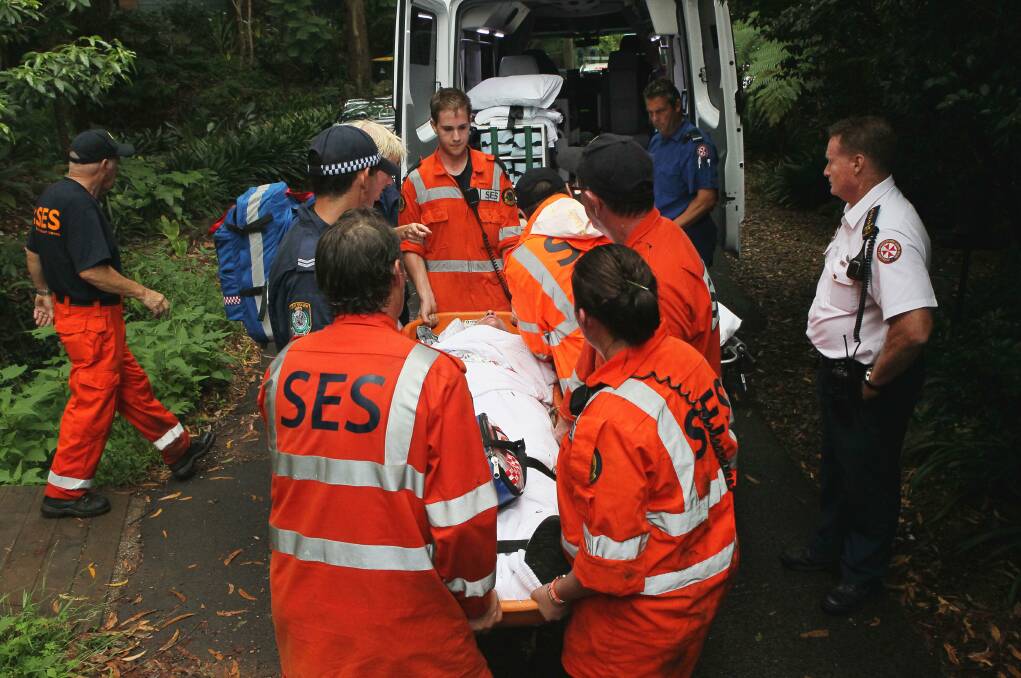Emergency services carry out Arno Badziong after he was found on the Gibson Track. Picture: KIRK GILMOUR