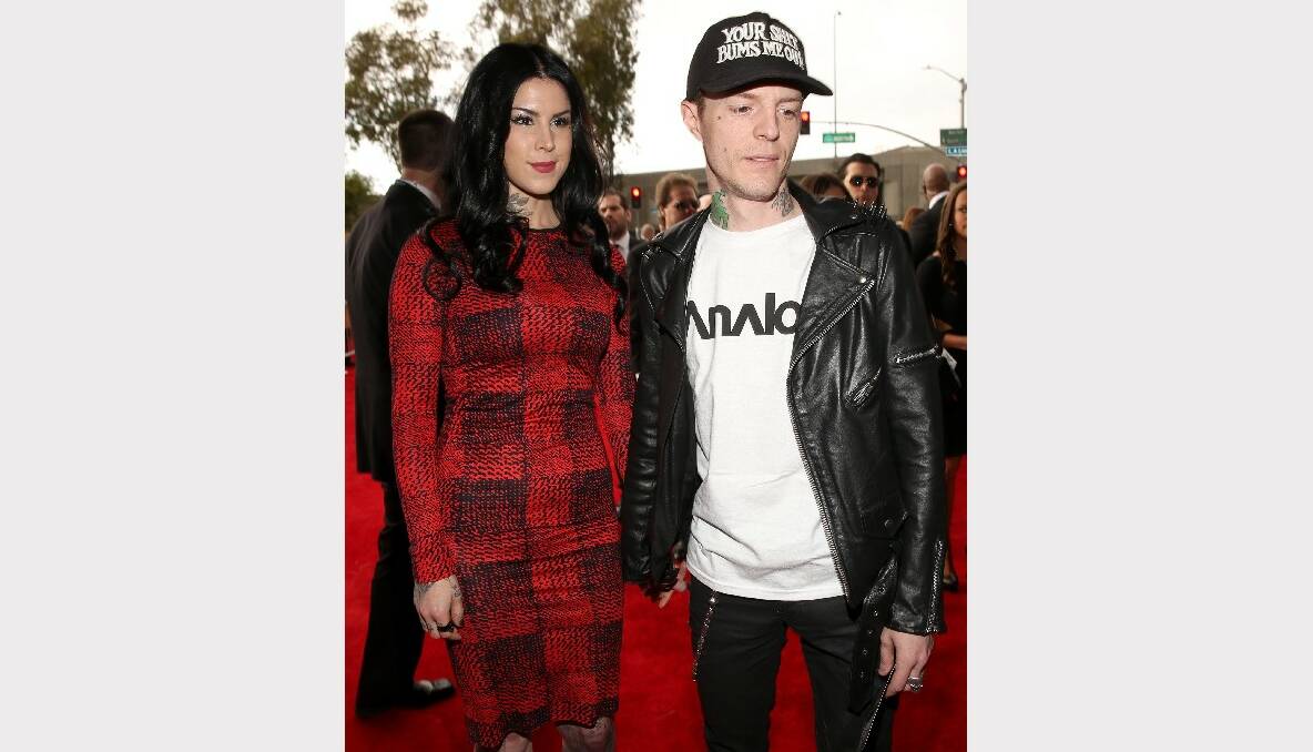 TV personality Kat Von D and guest attend the 55th Annual GRAMMY Awards.
