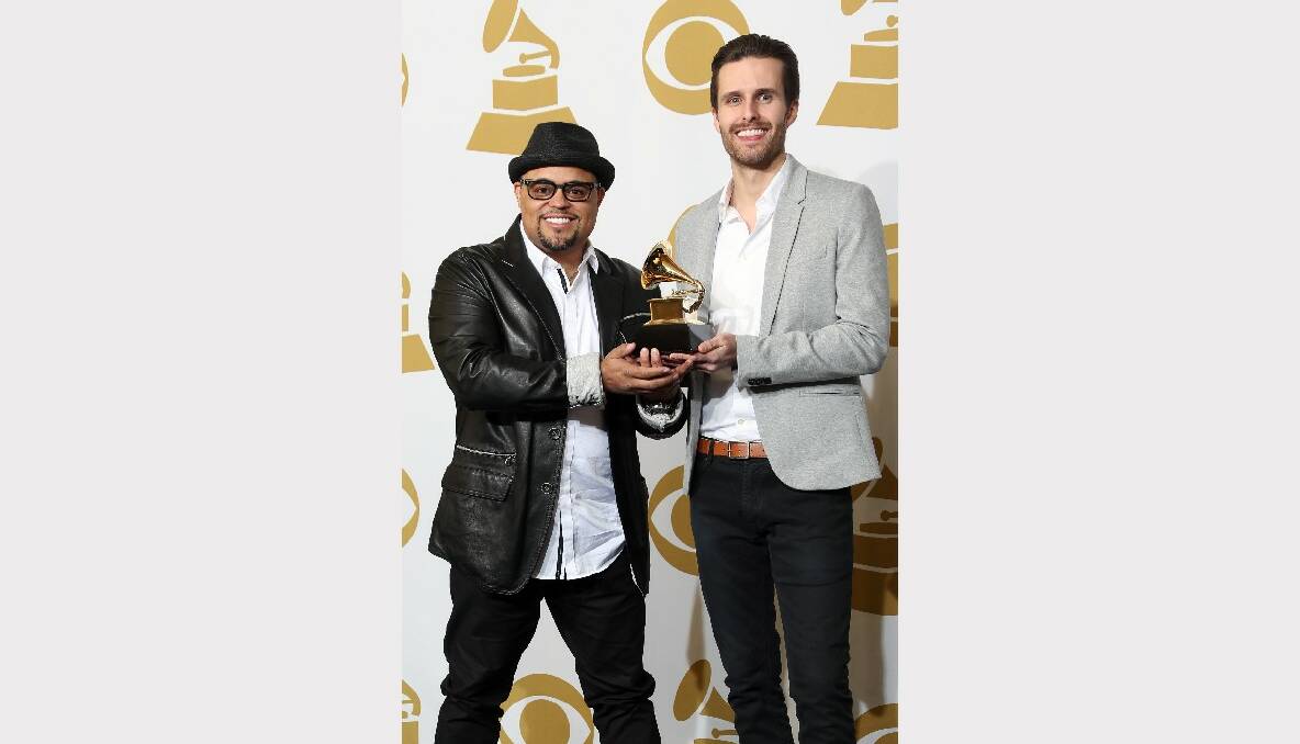 Songwriters Israel Houghton (L) and Micah Massey, winners of the Best Contemporary Christian Music Song Award.
