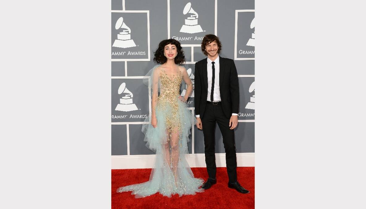 Kimbra and Gotye arrive at the 55th Annual GRAMMY Awards.