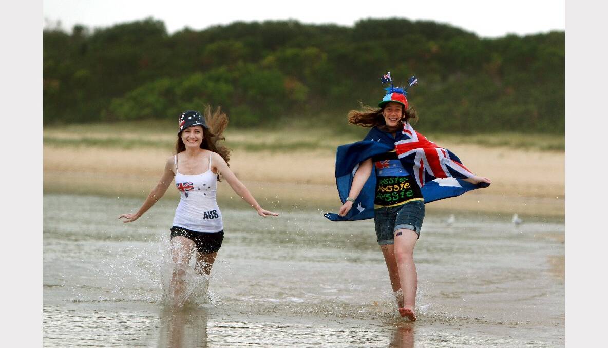 Tammy Kennedy of Oak Flats and Melissa Cleary of Warilla celebrate at Reddall Reserve. Pictures: SYLVIA LIBER